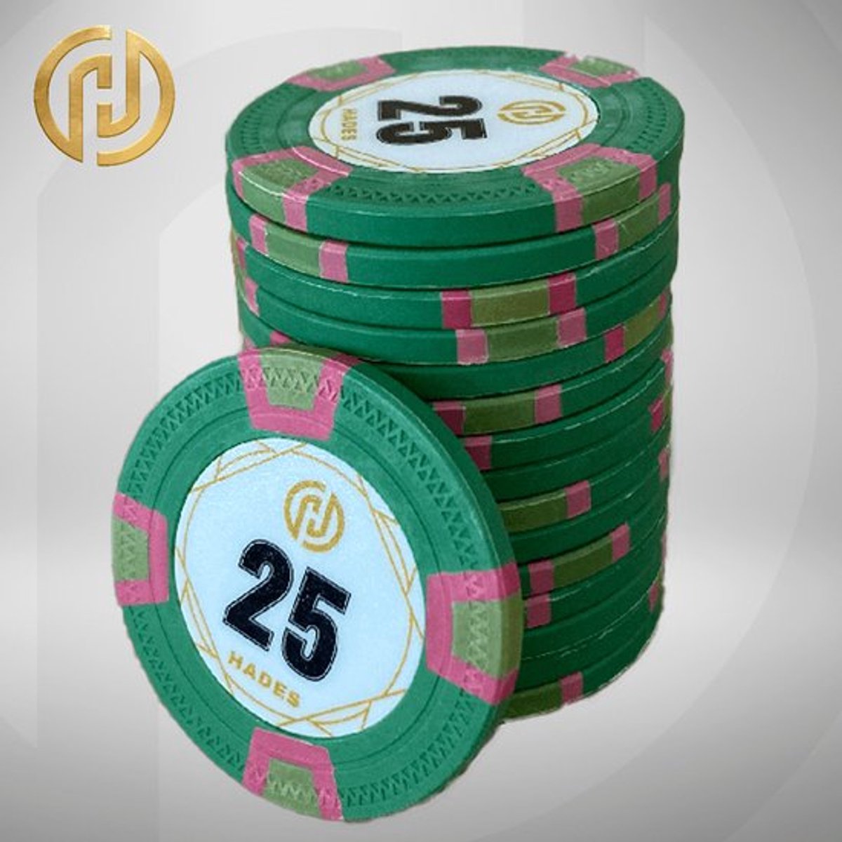 Hades MTT Classic Poker Chips 25 groen (25 stuks) - pokerchips - pokerfiches - poker fiches - clay chips - pokerspel - pokerset - poker set