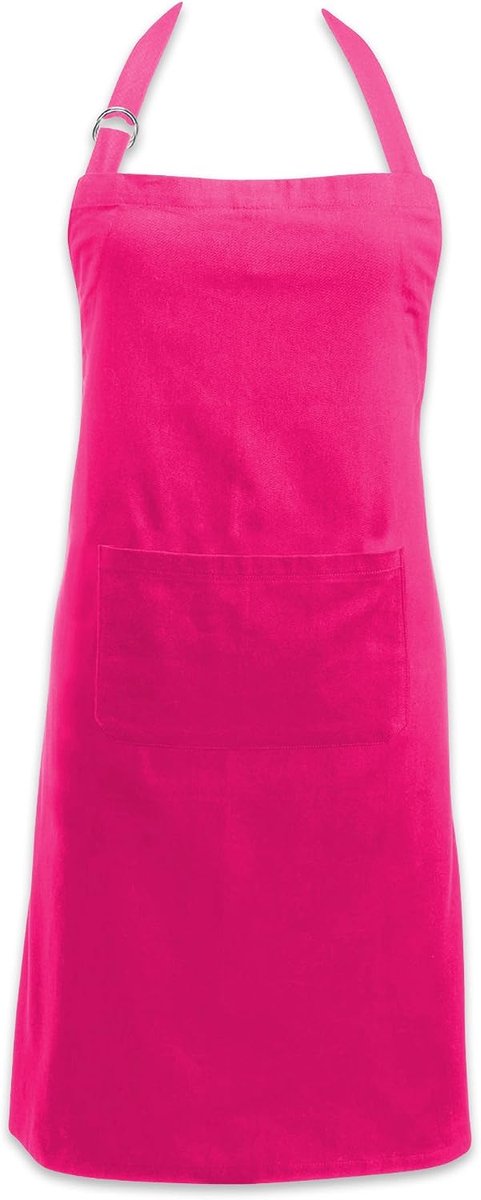 100% katoen, kleurrijk unisex slabbetje chef-kok keukenschort, verstelbare nek- en taillebanden, voorzak, duurzaam, comfortabel, perfect voor koken, bakken, barbecue - neonroze