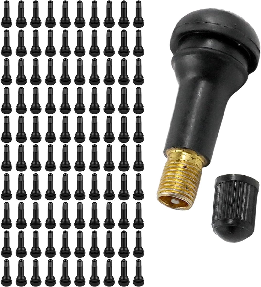 100 stuks TR413 rubberen ventielen, universeel autoventiel, snap-in rubberen ventielen, 11,3 mm, ventielgat, bandenventiel, autoventielen tot 4,5 bar, velgenventielen voor de meeste auto's