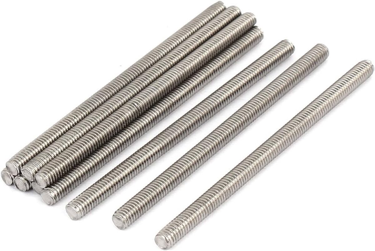 Sourcingmap M4 x 70mm 304 roestvrij staal volledig schroefdraad staaf Studs Zilver Tone 10 Stks