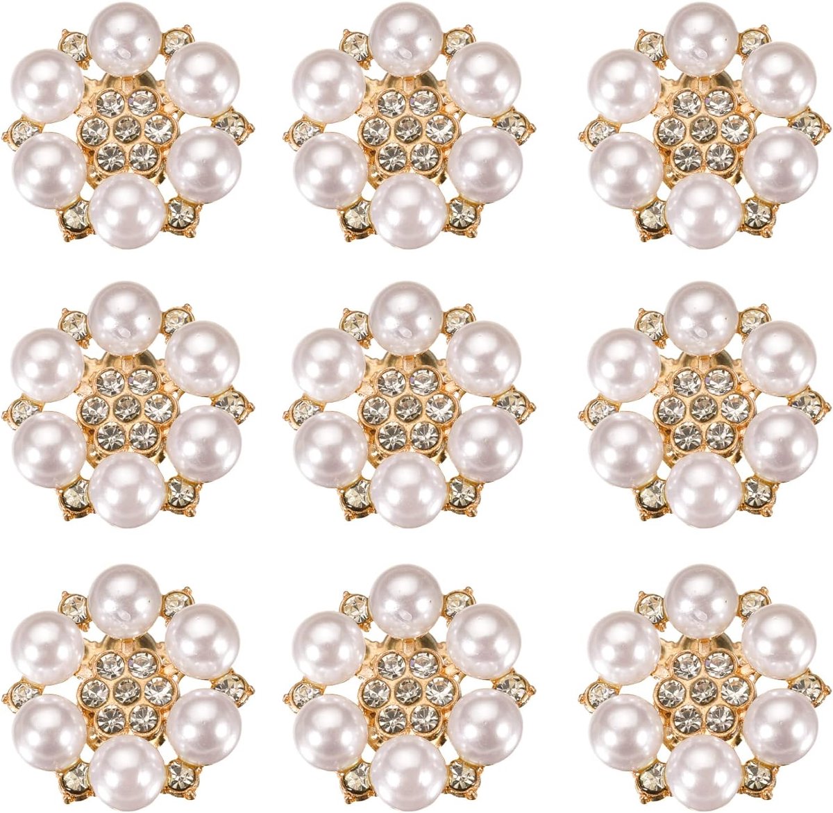 Knopen Kristal Strass Bloem Knop Parel Strass Knoop Decoratie Platte Achterkant Knopen Voor Sieraden Maken Kleding Tassen Schoenen Trouwjurk Diy (1)