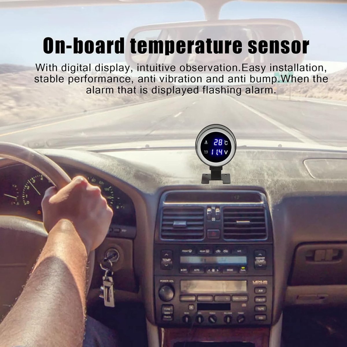 Watertemperatuurmeter Digitale LED-voltmeter DC 9V-36V met Blauw Licht voor Auto Motorfiets ATV