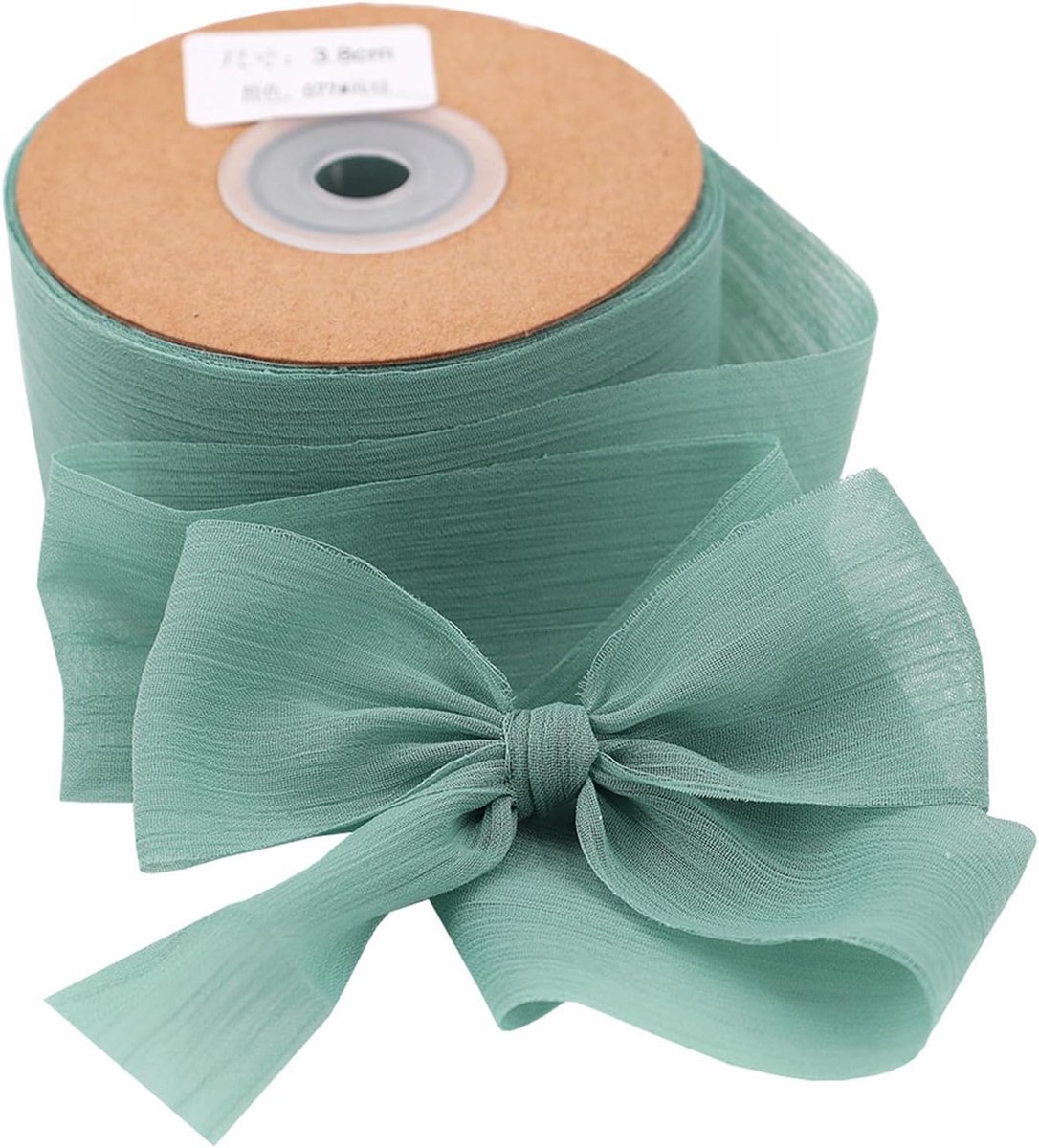 Lint 3,8 cm x 22,8 m chiffonlint voor geschenkverpakking huwelijksuitnodigingen bloemenarrangement (groen-077)