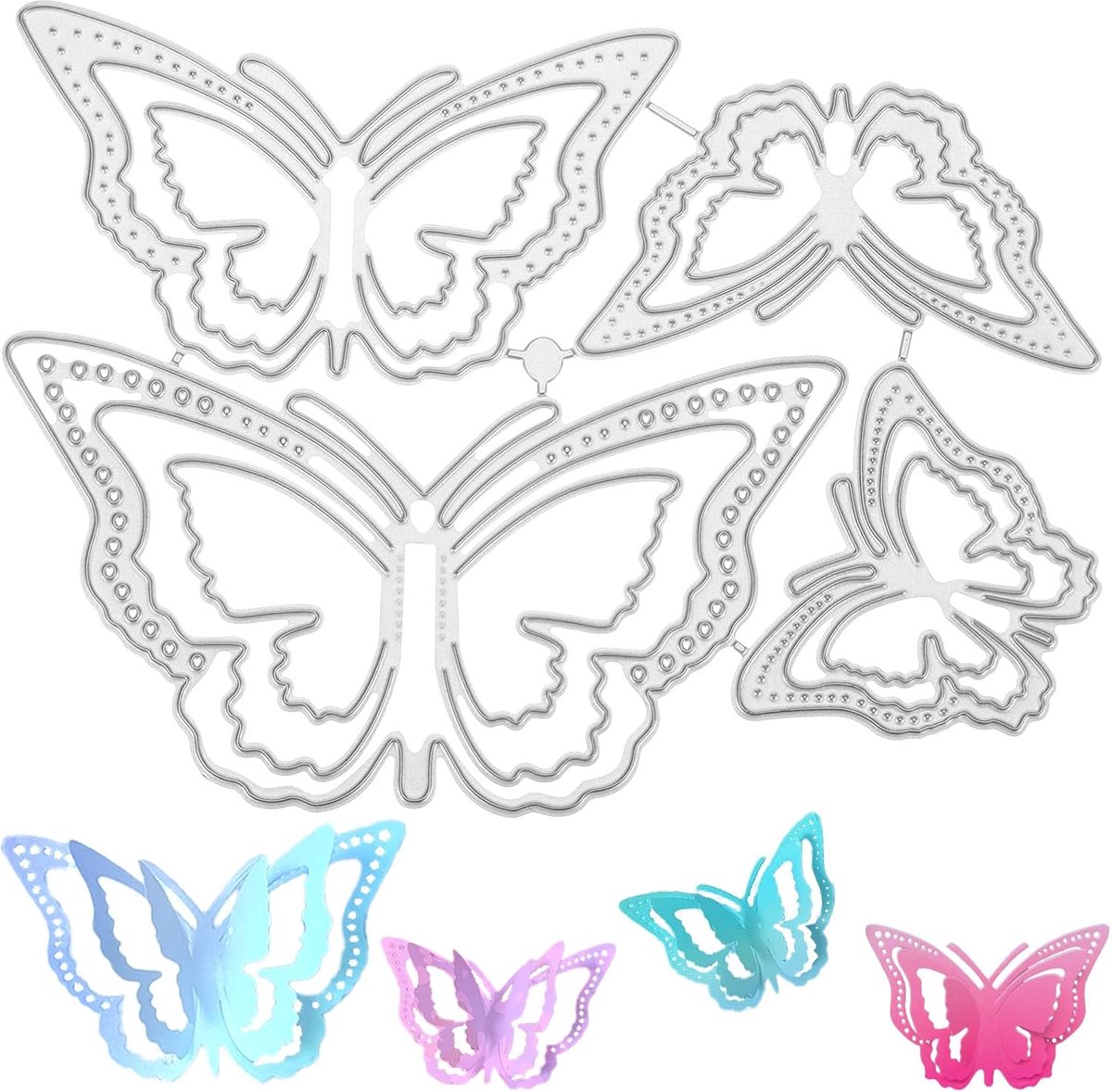 4 stuks 3D vlinder metalen snijmallen, metalen vlinder snijsjabloon DIY kaarten maken, scrapbooking of vinyl stickers