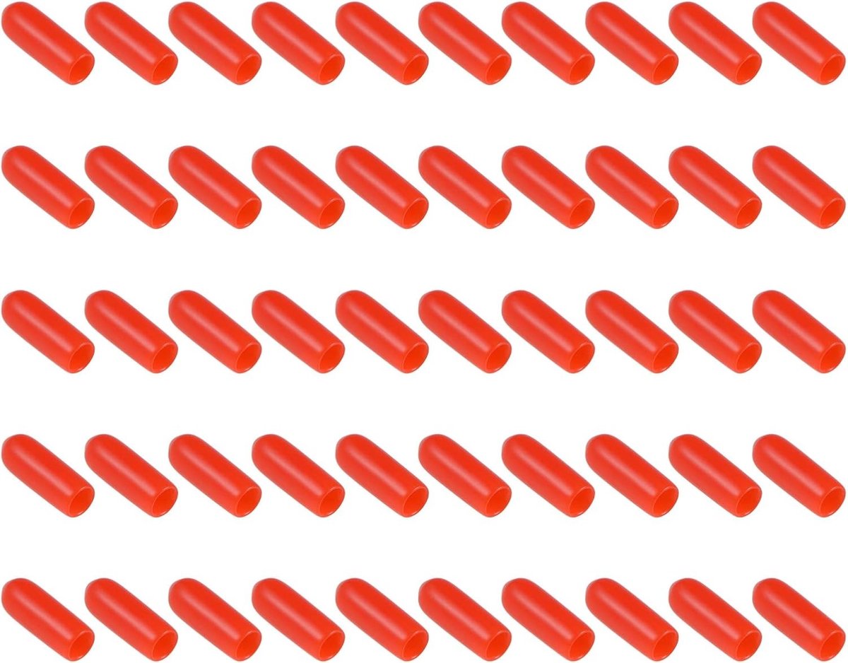 100 Stuks Rubber Einddoppen - Ronde Beschermers voor Buitengebruik, Schroefdraad, 4mm ID Rood