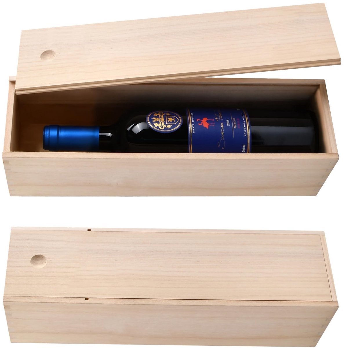 SolidKeus - Houten Wijnbox met Glijdend Deksel voor Cadeaus