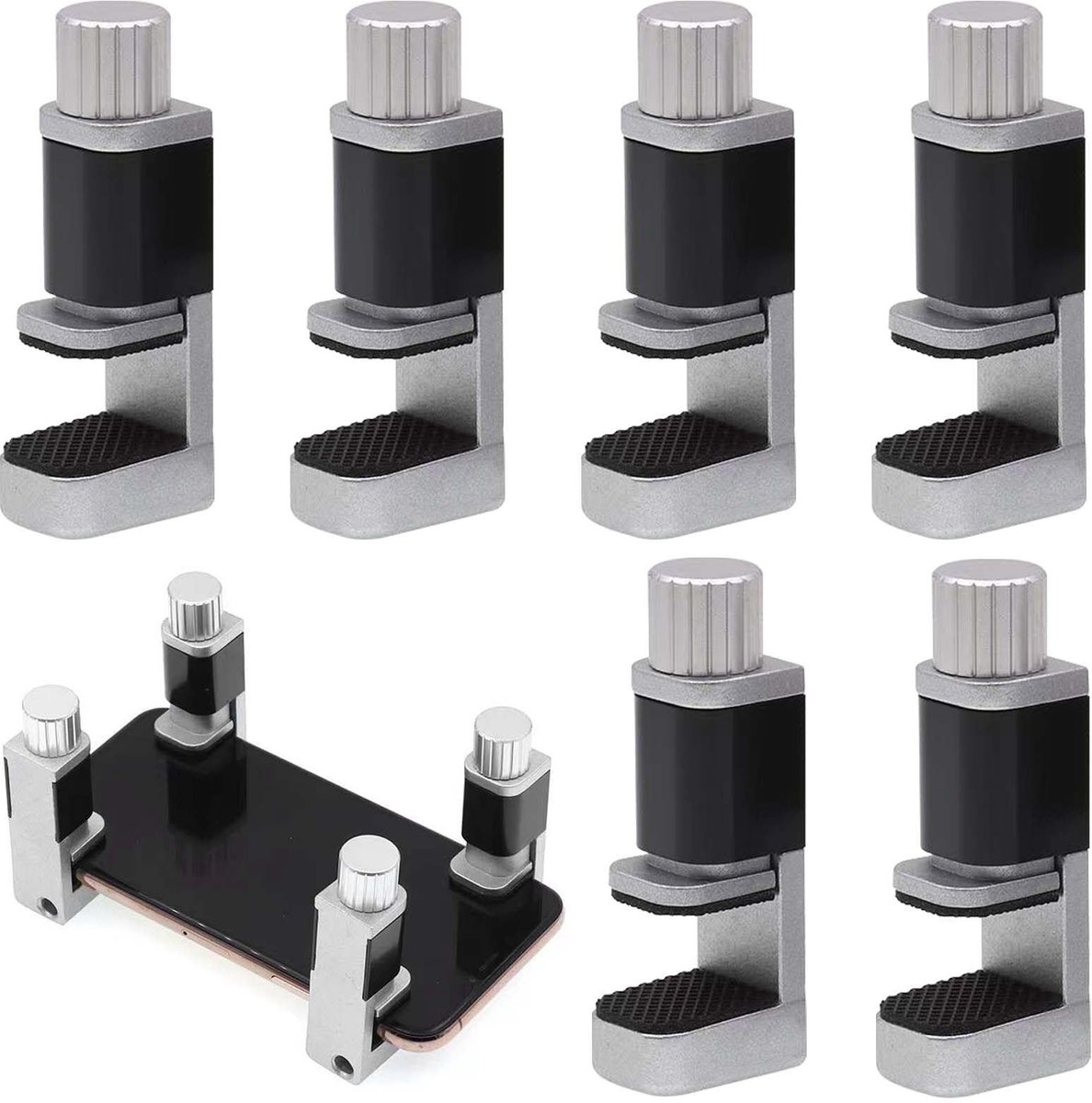 SolidKeus - Set van 6 Verstelbare Metaal Klemmen voor LCD Schermen