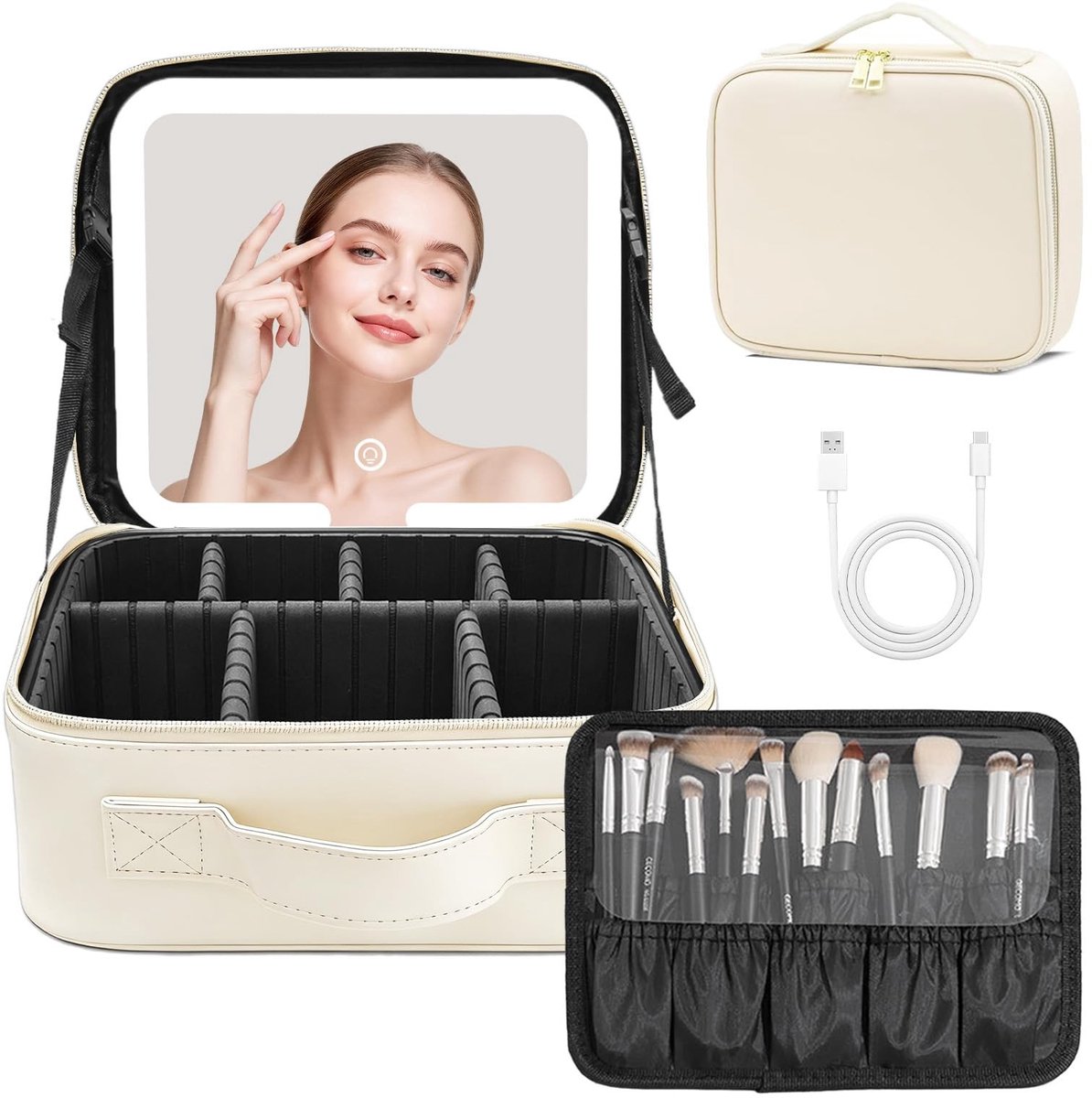 SolidKeus - Make-up Tas met LED Spiegel en Verstelbare Verlichting