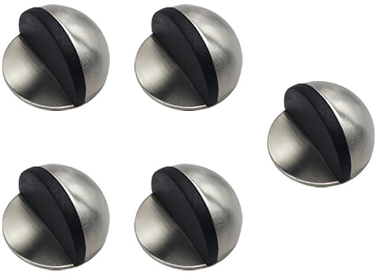 SolidKeus - Set van 5 RVS Deurstopper met Bumper