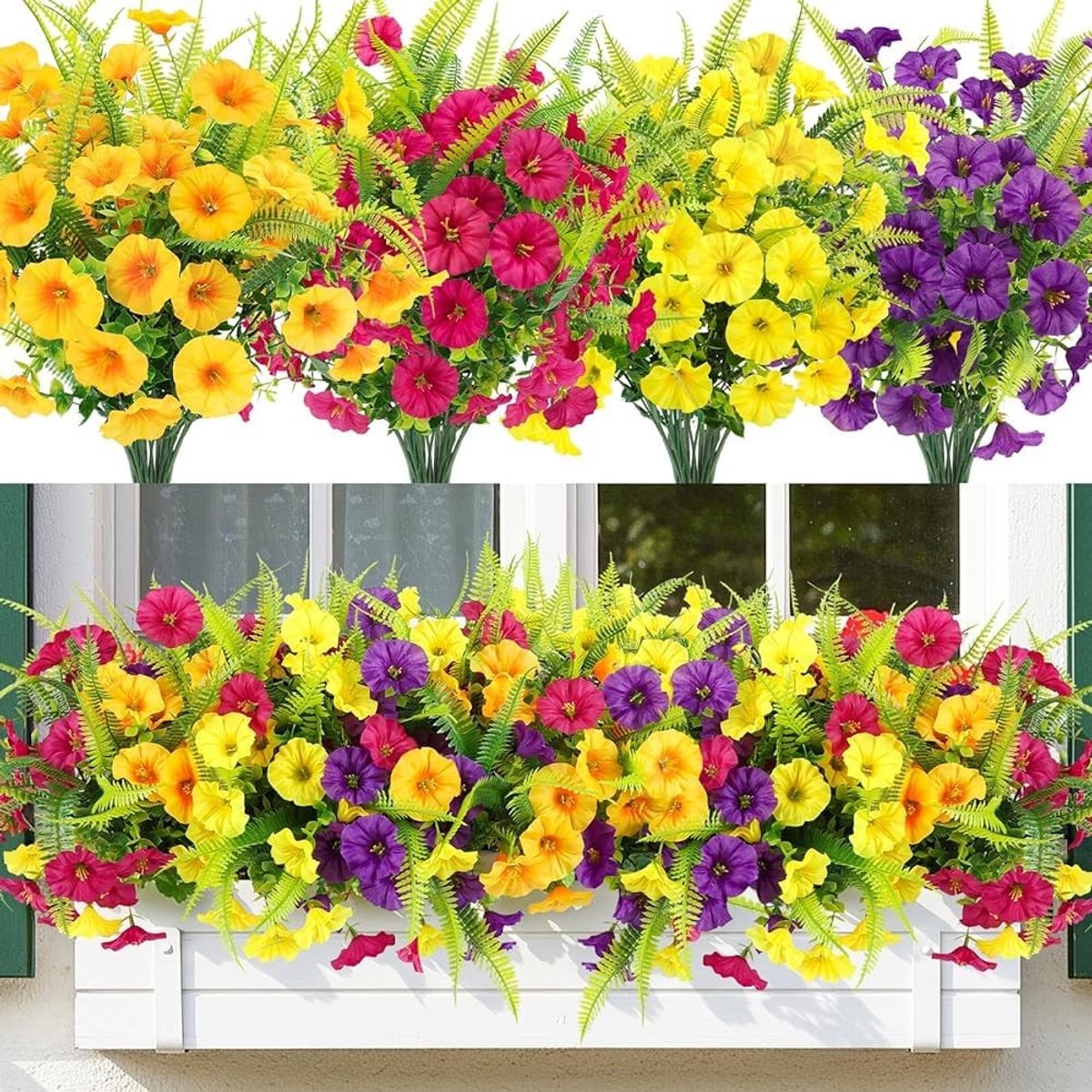 SolidKeus - 12 Bundels UV Bestendige Kunstmatige Bloemen voor Buiten