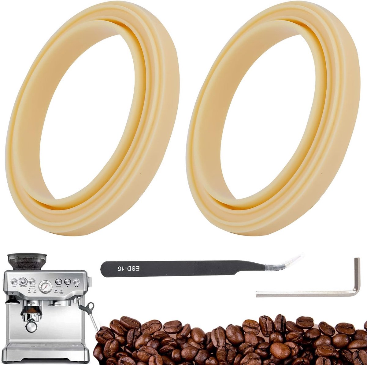 SolidKeus - 2 Stuks Silicone Stoomring met Tweezers voor Espresso Machine