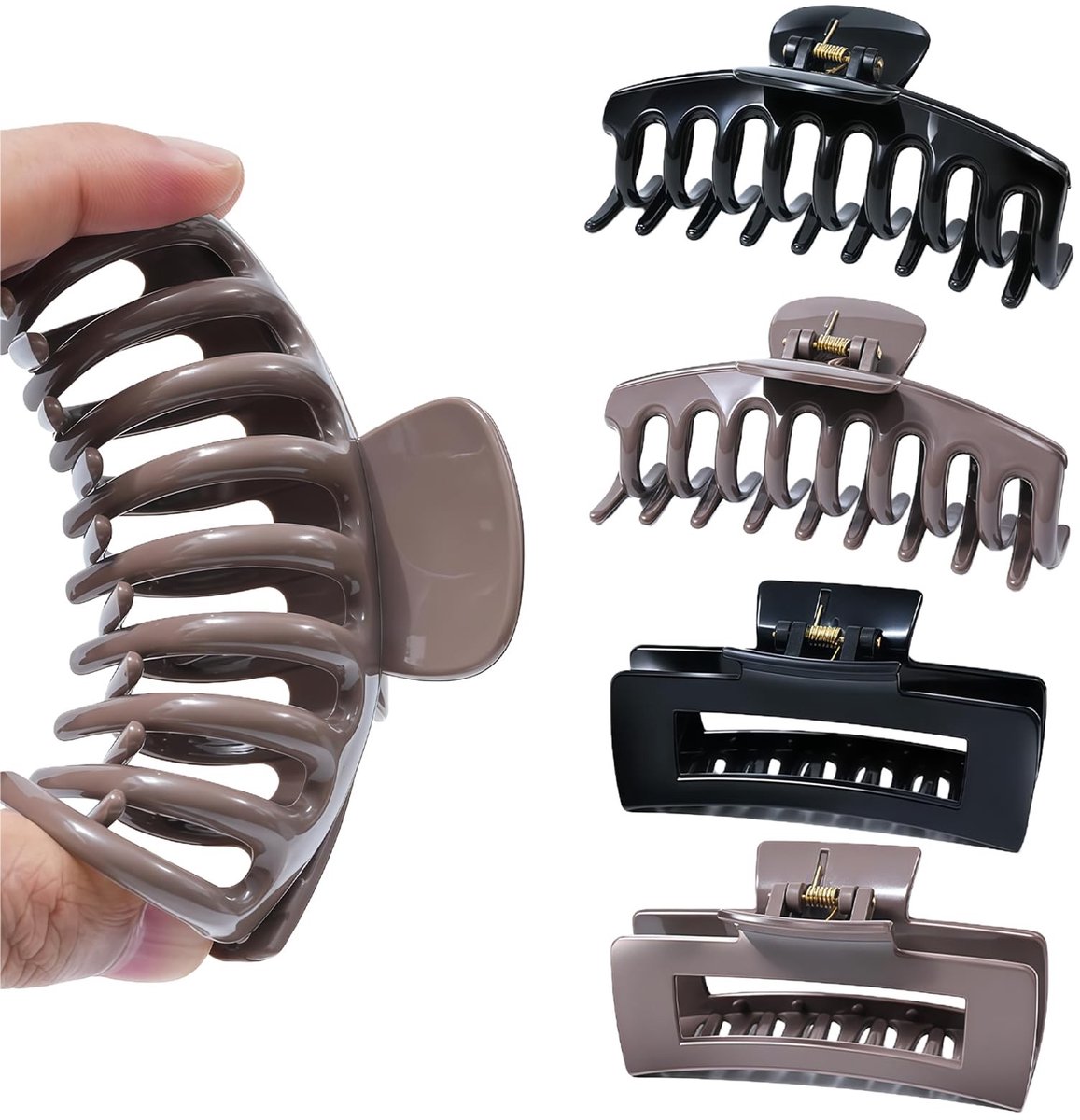 SolidKeus - Set van 4 Zachte Siliconen Haarclips voor Dun en Dik Haar