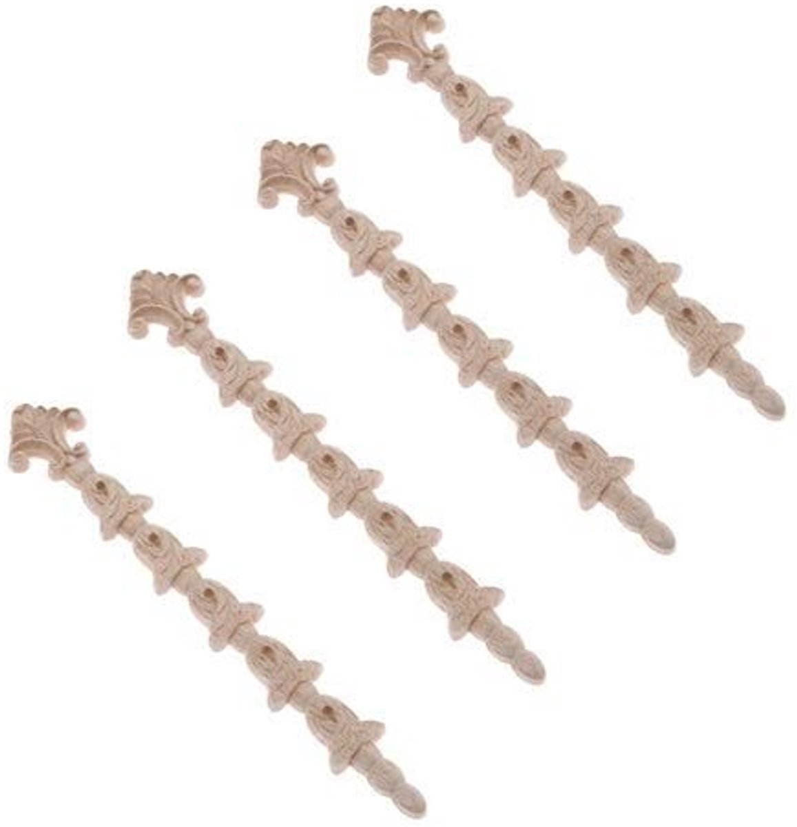 SolidKeus - Set van 4 Houten Gegraveerde Hoekdecoraties voor Wandverlichting