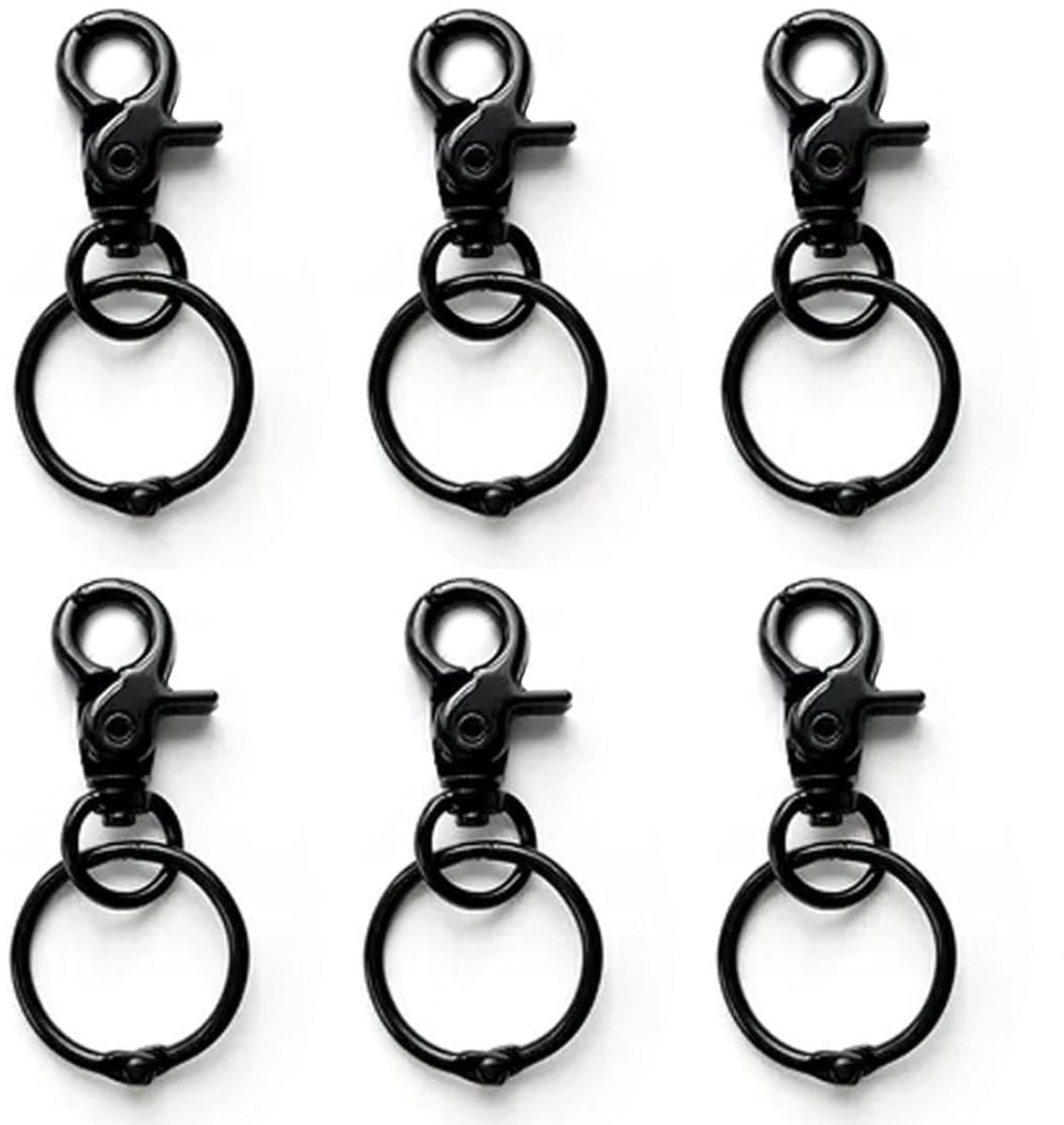 SolidKeus - Set van 6 Stalen Carabiners met Draaihaak