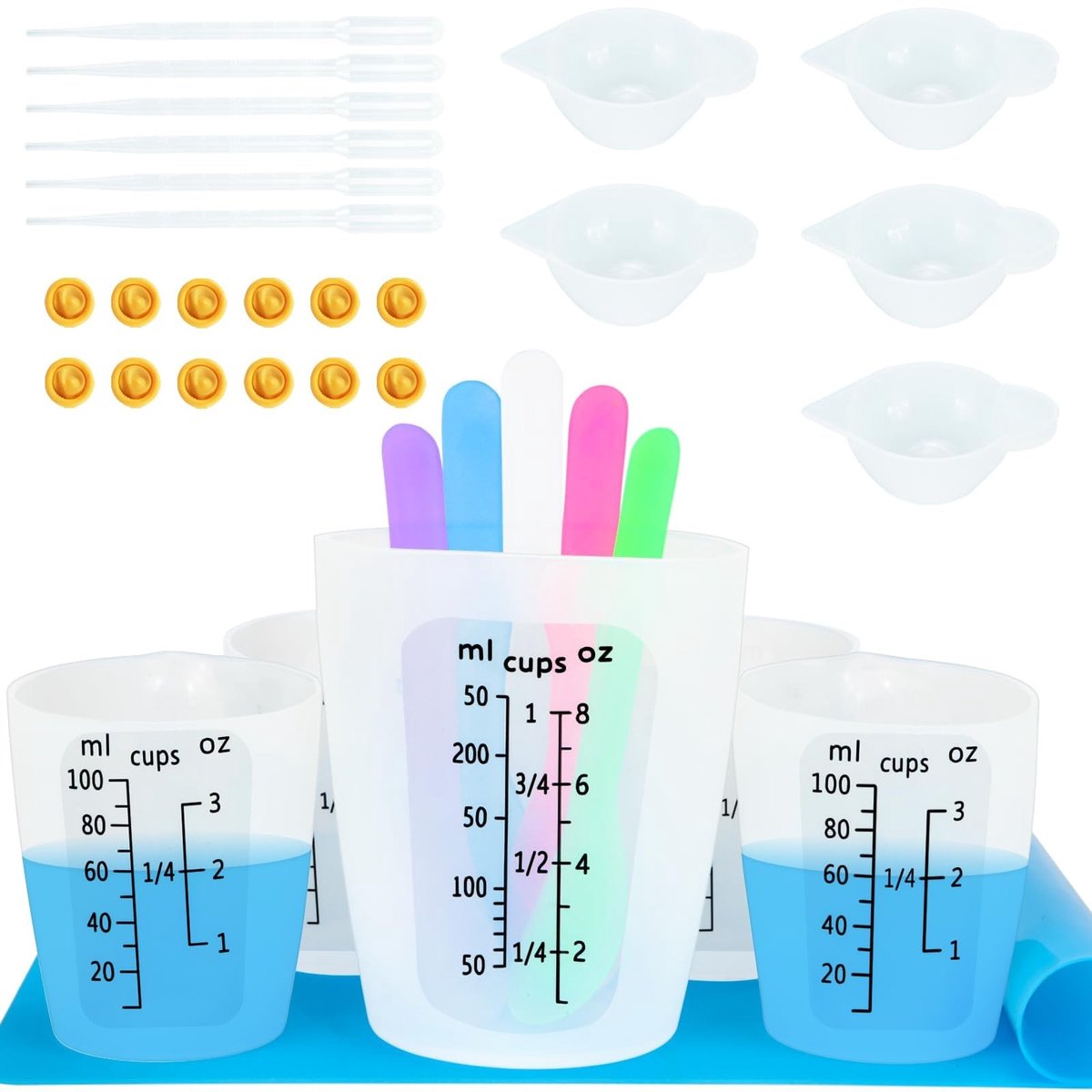 SolidKeus - Set van Silicone Meetbekers voor Resin met Accessoires