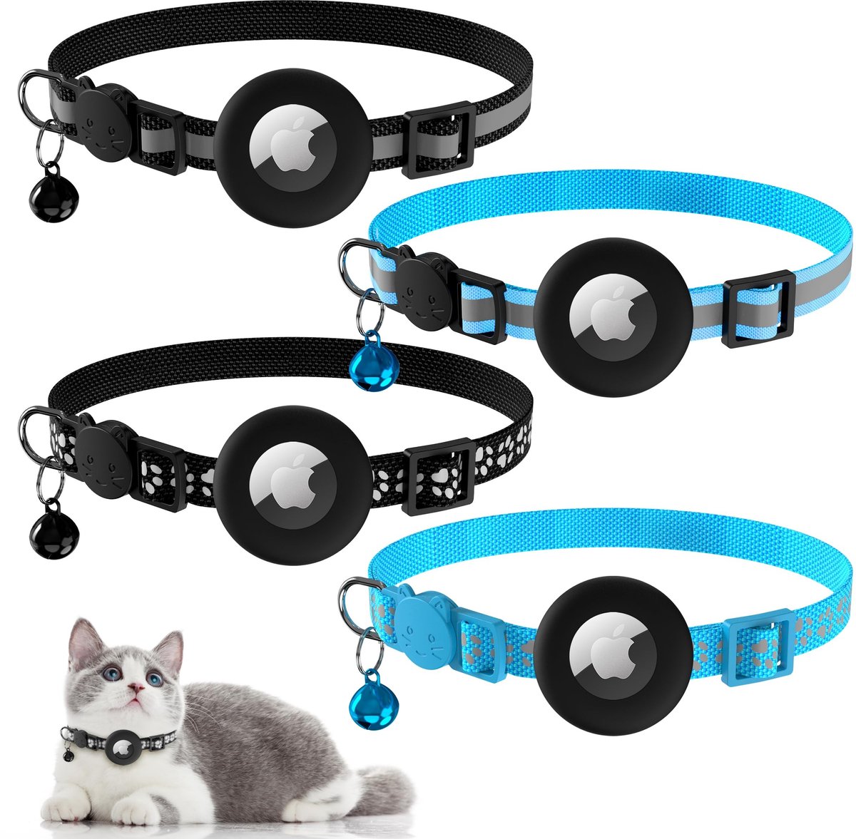 SolidKeus - Set van 4 Kattenhalsbanden