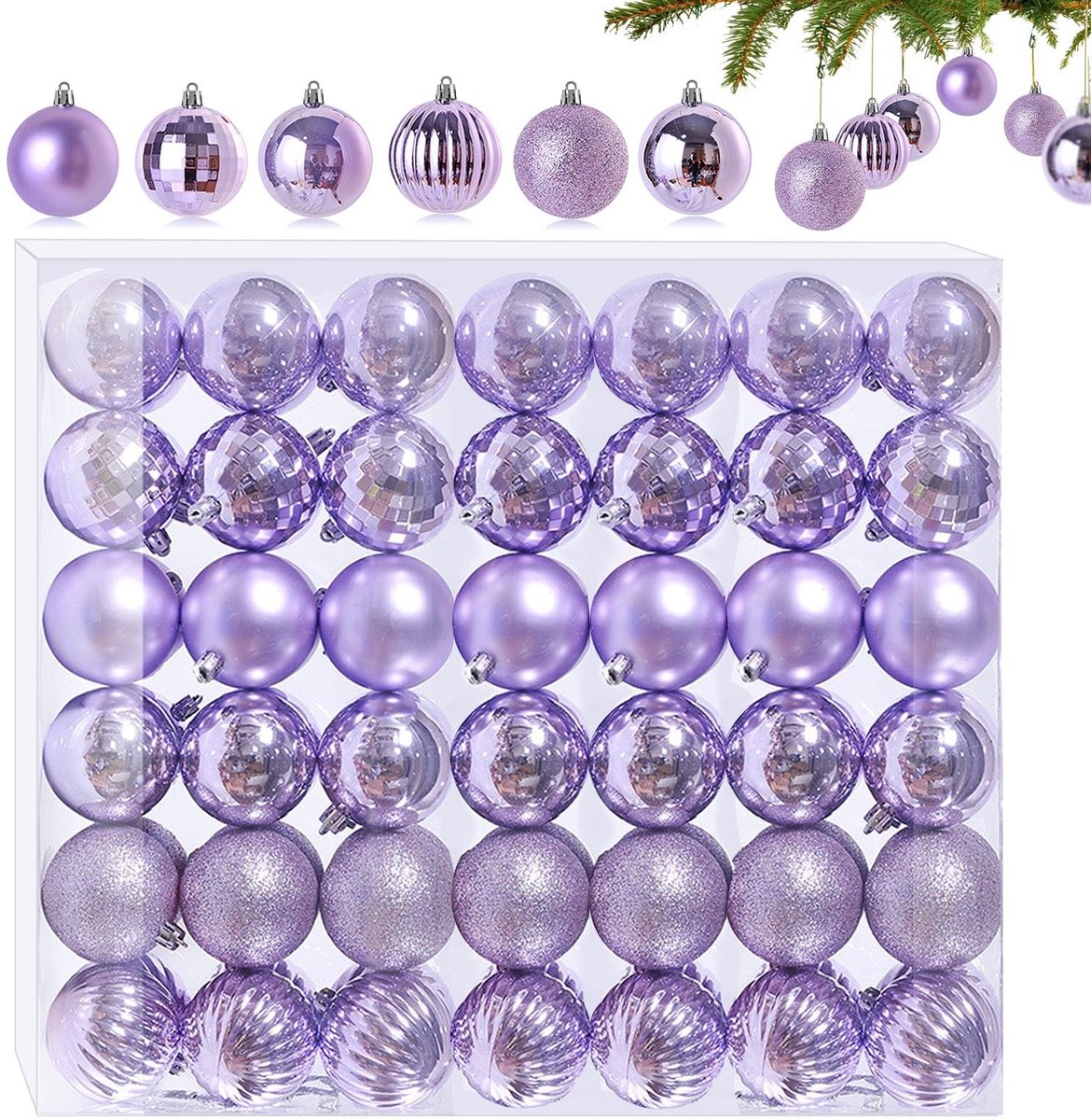 SolidKeus - Set van 42 Paarse Mini Kerstballen 3cm