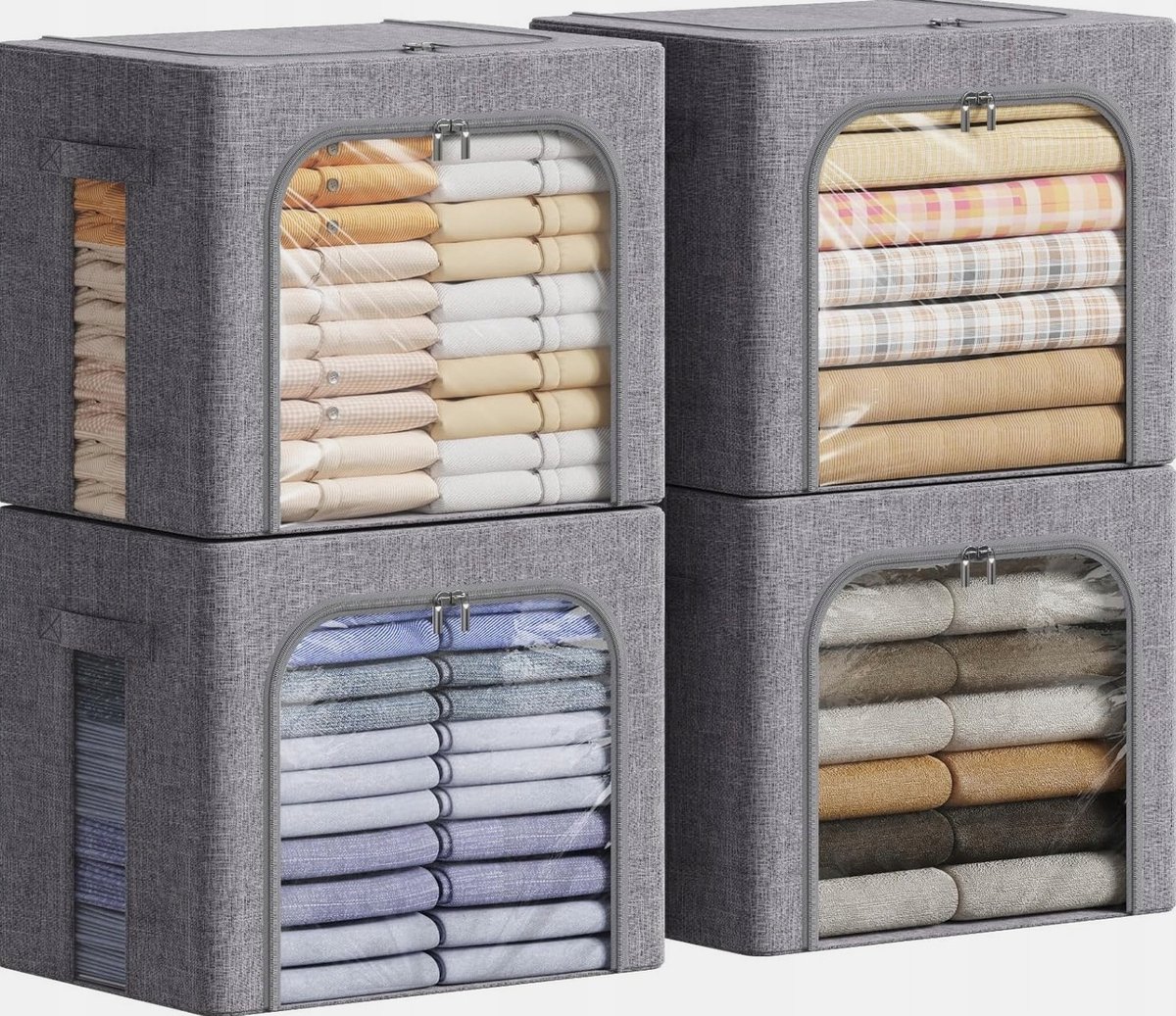 4x Opvouwbare Opbergdozen 40L met Rits - Kledingorganizer