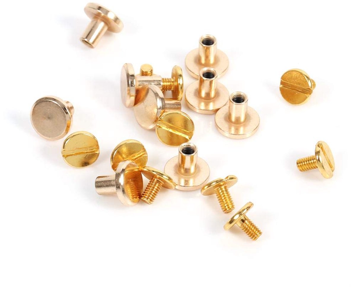 Messing Nieten Set voor Lederhandwerk - 10 Stuks in Goud met Diverse Maten