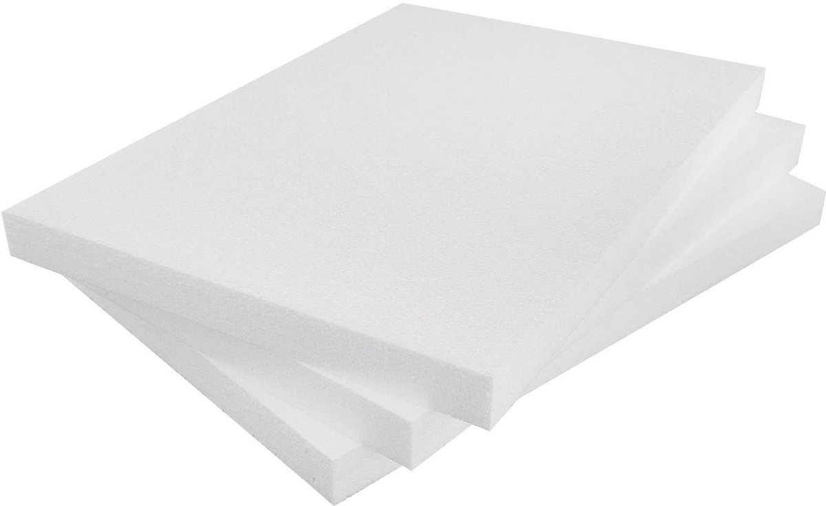 Styrofoamplaten rechthoekig A4 210 x 297 x 20 mm, set van 3