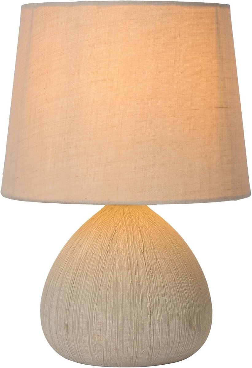 Tafellamp - Beige - 18 x 18 x 26 cm - Hoogwaardig Keramiek - Voor Sfeerverlichting