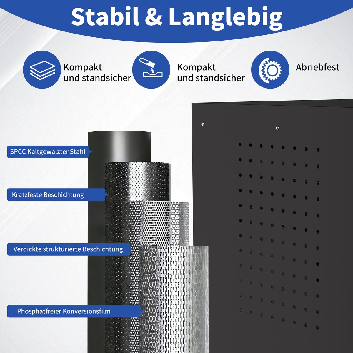 COVREO Mobiele gereedschapskast 87,3x75x42 cm zwart metaal, 4 lades en slot