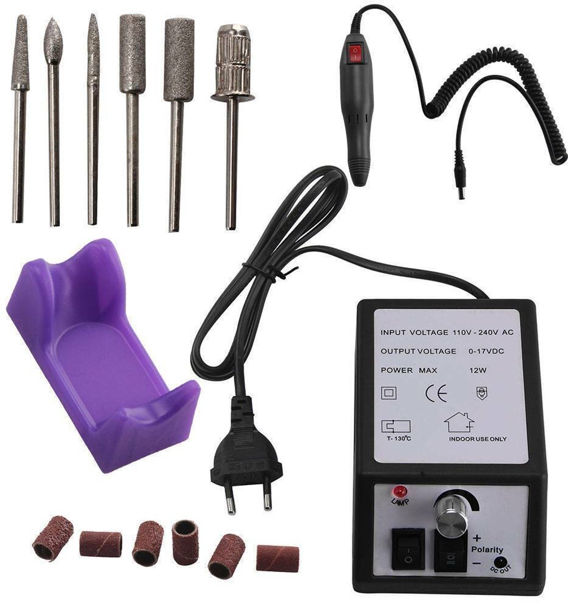 Elektrische nagelvijl - Elektrische nagelslijper - Nagel- en pedicuremachine - Nagelvijl - Pedicure- en nagelverzorgingsset - Voor nagelverzorging en manicures - 30.000 tpm - 12 W - Polijstgereedschap - Zwart