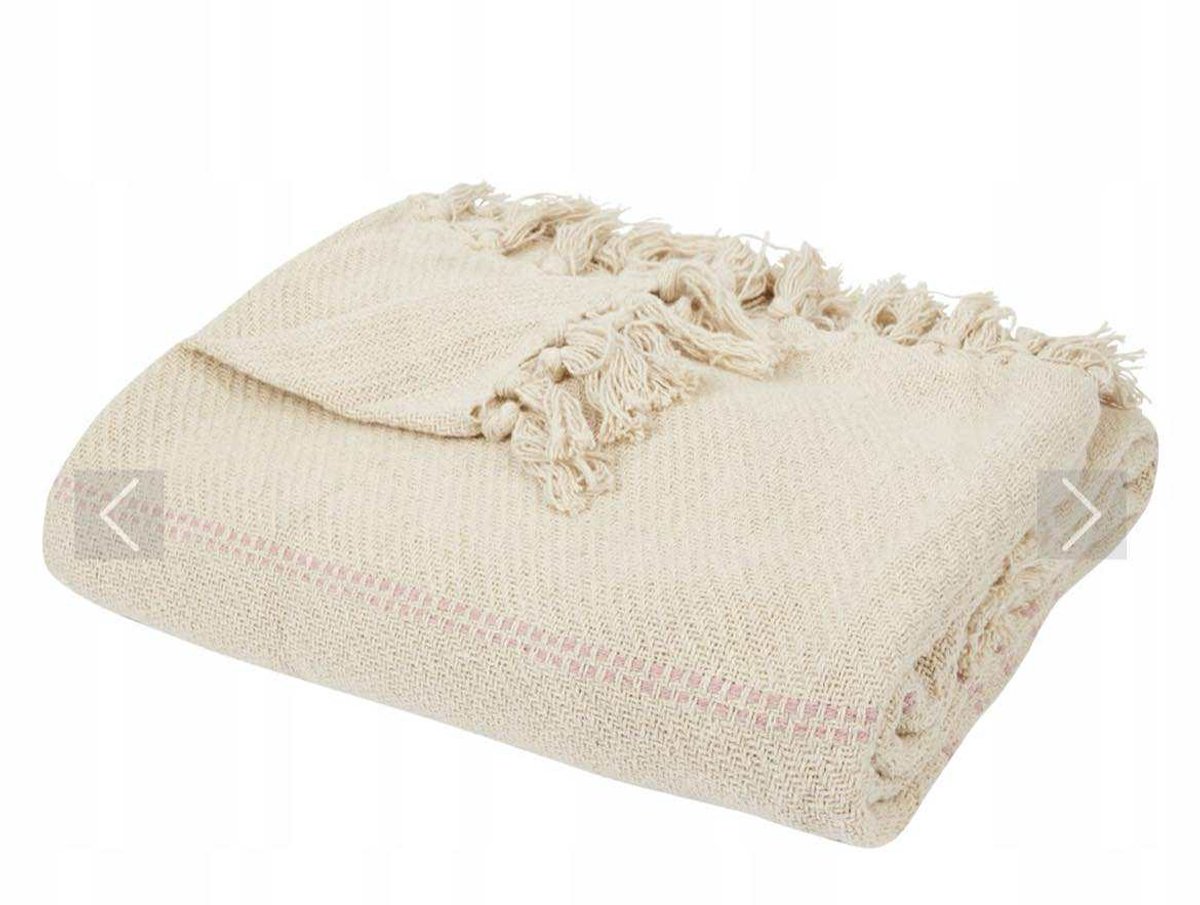 Beige Boho Macramé Plaid - 130x160 cm