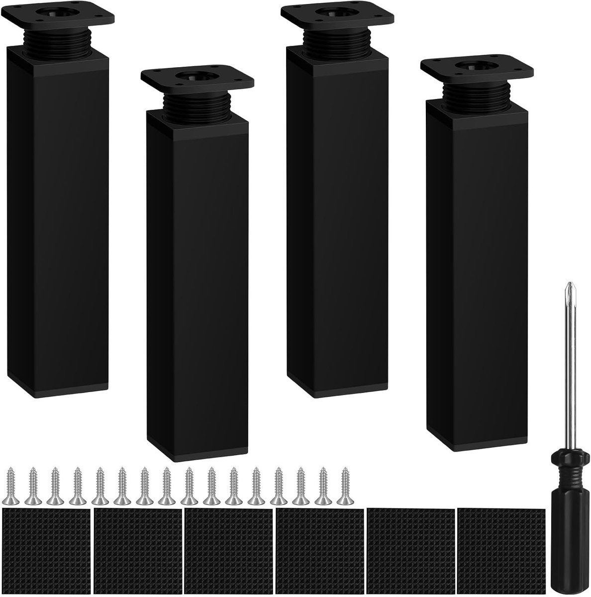 Set van 4 Verstelbare Meubelpoten - 20 cm Hoog - Tafel- en Kastpoten Zwart