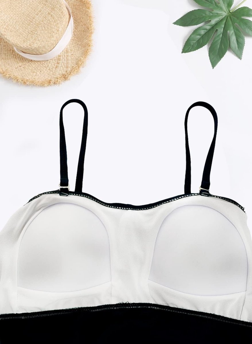 Tankini voor dames, push-up, tweedelig badpak, buikweg, badmode, sexy bandeau-bikini met afneembare bandjes en beugel, hoog uitgesneden bikinibroekje