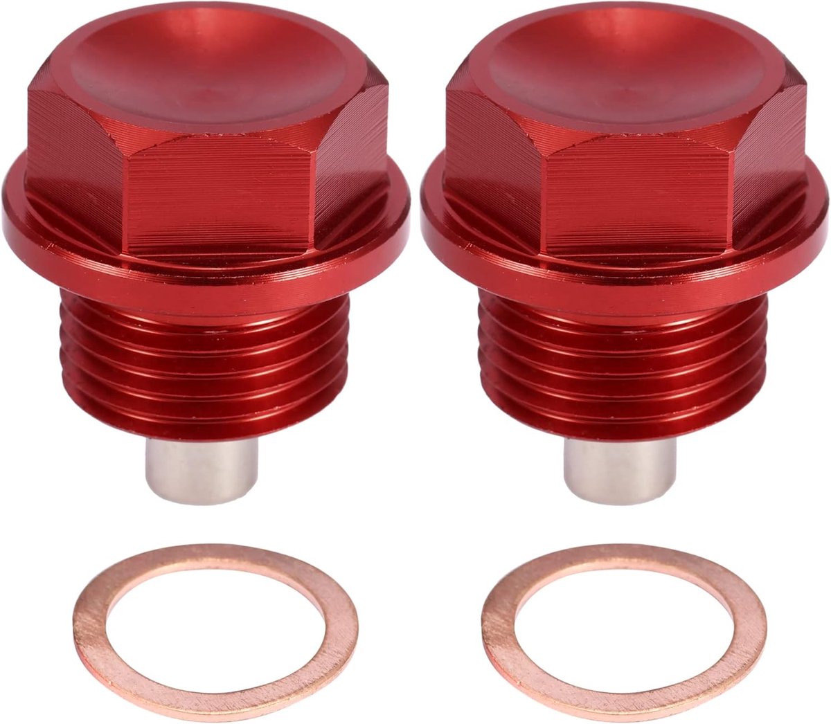 2 Set M18x1.5 Olieafvoerplug Aluminiumlegering met 2 Pakkingen Rood
