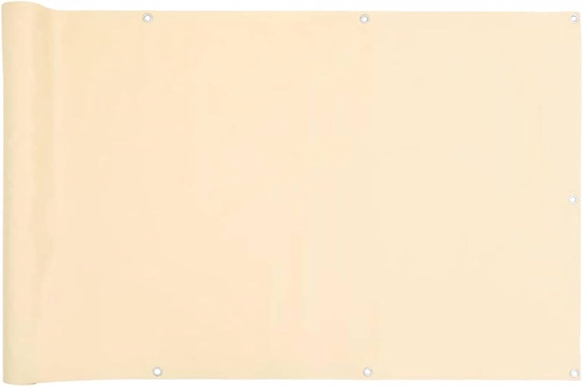 Inkijkbescherming voor balkon, crème, 600 x 90 cm, UV- en weerbestendig pvc-gecoat polyesterweefsel met versterkte aluminium ogen, ideaal voor metalen omheining, terras en veranda