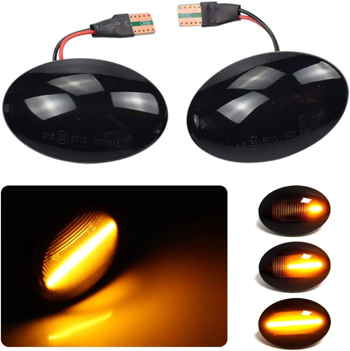 Dynamische Blinkers LED Richtingaanwijzer Spiegels Zijmarkeringslicht Voor Ford Fiesta III IV MK3 MK4 KA Mondeo I MK1 Transit Tourneo MK6 MK7 (Dynamisch Gerookt Zwart)