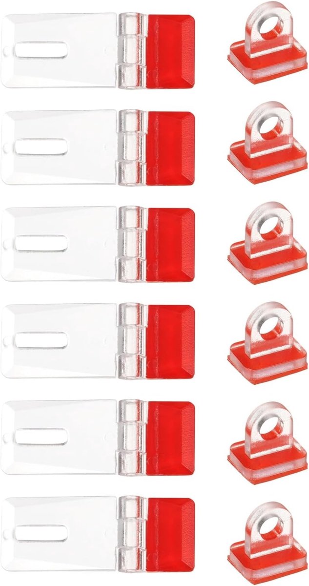 Set van 6 zelfklevende grendels, 42 x 16 mm, transparant acryl, mini-vergrendeling van acryl, voor kastladen, aquarium, containers, doe-het-zelf juwelenkistjes
