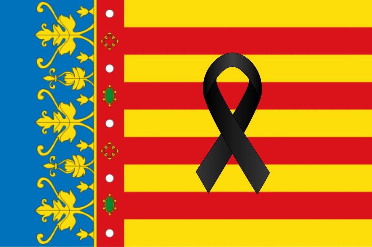 Vlag Valencia met zwarte strik, voor auto, glas, huis, motorfiets, fiets, scooter, vrachtwagen, 8 x 12 cm en 6 x 4 cm