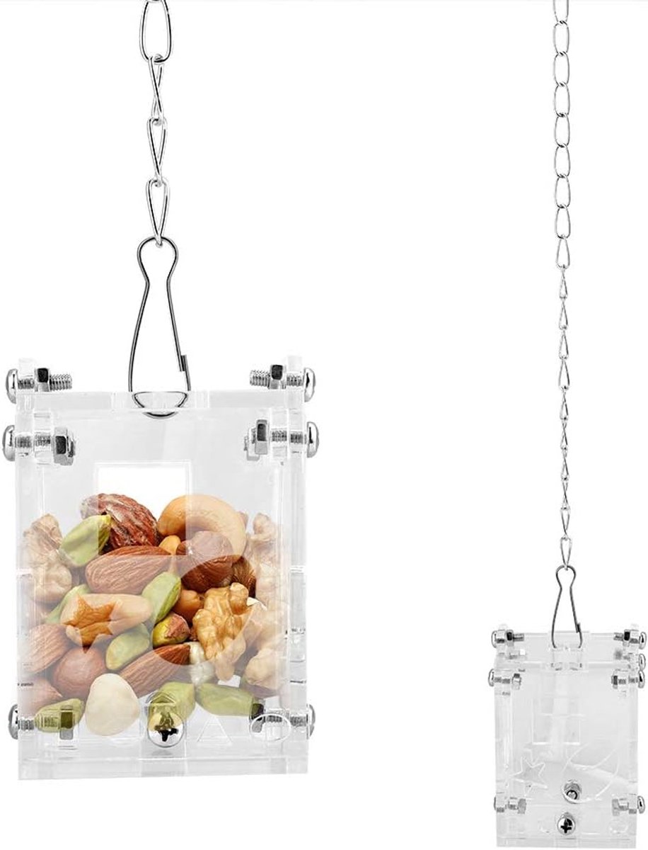 Speelgoed, Papegaai Kooi Feeder, Hangend Intelligentie Speelgoed, Acryl Puzzel Voedsel Doos voor Valkparkieten