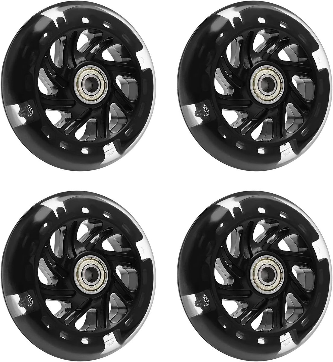 4 STKS Scooter Stille Lichtgevende Kristal Wielen Zwarte Hub met Lagers Knipperend 3 Kleuren Vervanging Wielen voor Scooter 100x100mm