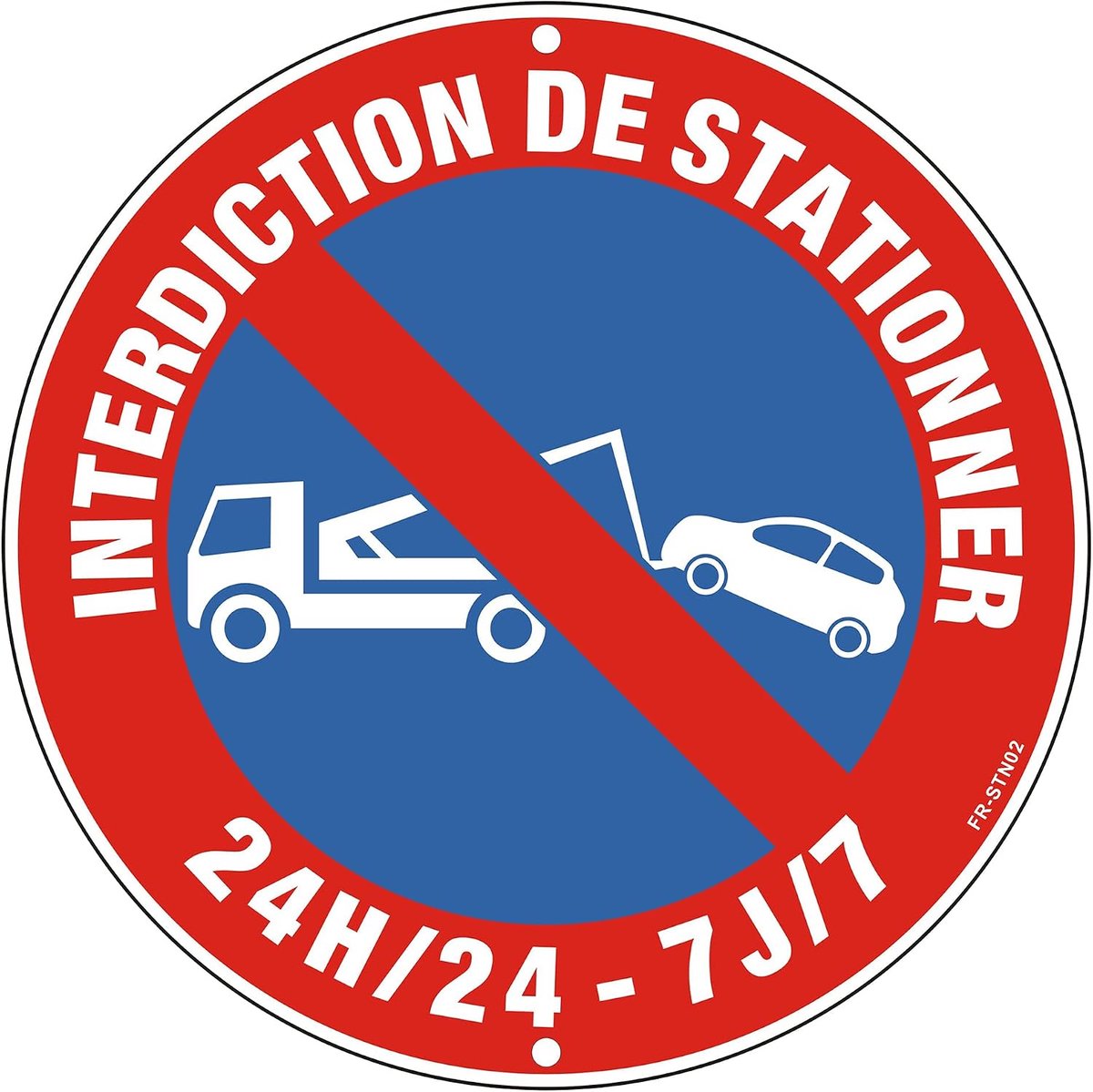 Interdiction de Stationner Metal Réfléchissante Ø 300 mm Panneau Stationnement Interdit Aluminium Stabiel en Duurzaam, Etanche en Resistant aux UV, Facile à Installer