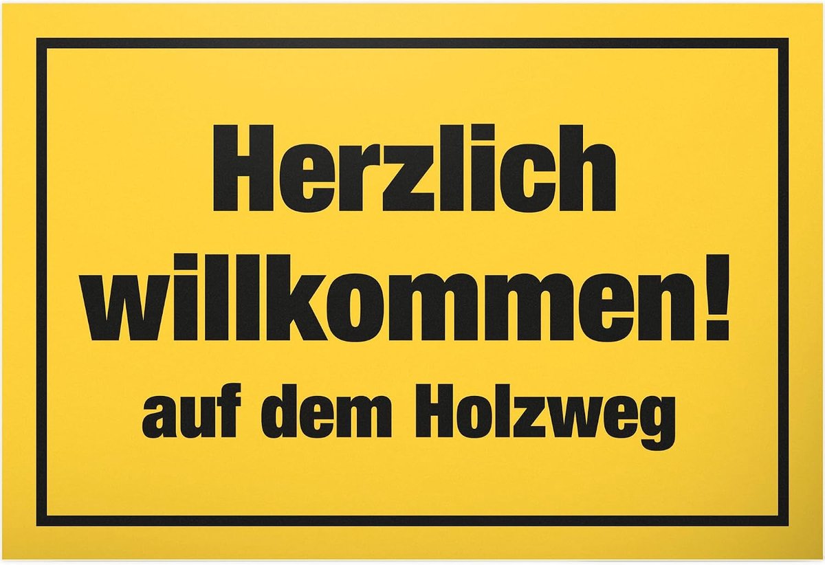 Herzlich Willkommen Holzweg - bord 30 x 20 cm - decoratie feestdecoratie party collega's vrienden cadeau-idee cadeau - wanddecoratie deurbordje verjaardagscadeau spreukenbord grappige spreuk