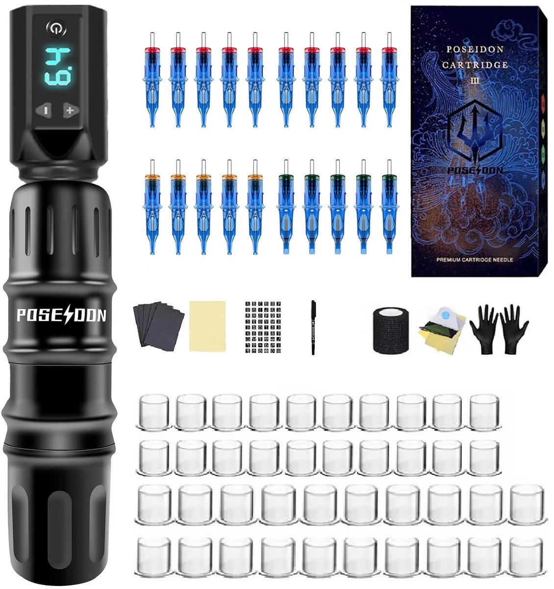 Tattoo Machine Set - Tattoo Machine Kit - Tattoo Pen - Beginnervriendelijk - Met Oefenhuid - 20 Naalden - Inkt Cups
