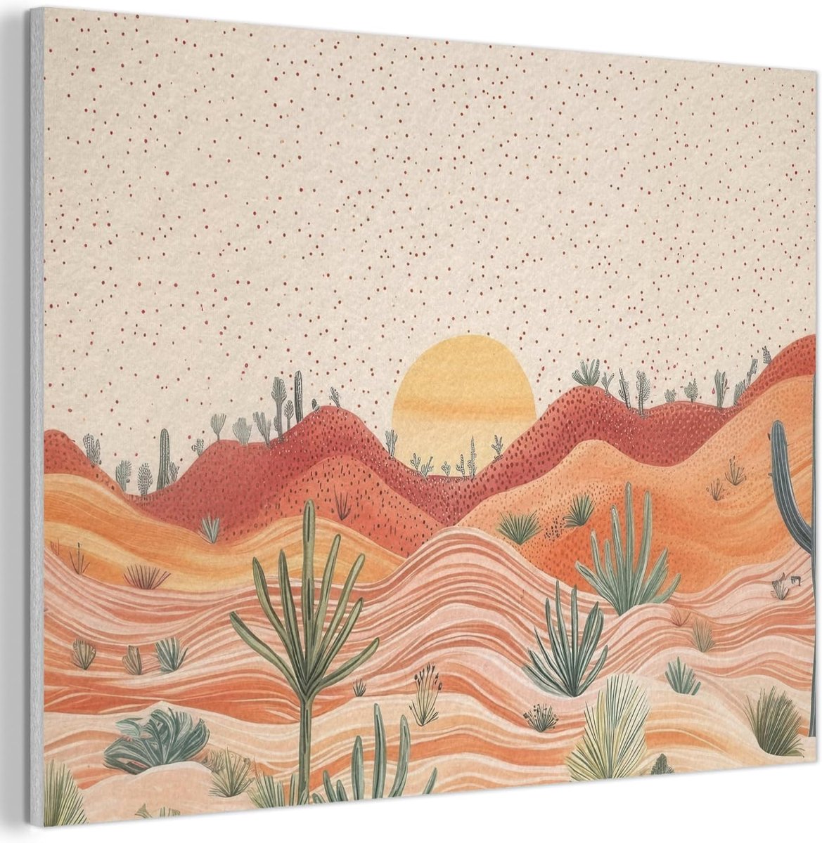 "MuchoWow© Vilten Wanddecoratie 100x70 cm Kamer Decoratie Woonkamer Slaapkamer Room Decor Wanddeco Felt Wall Art Landschap - Heuvels - Zonsondergang"
