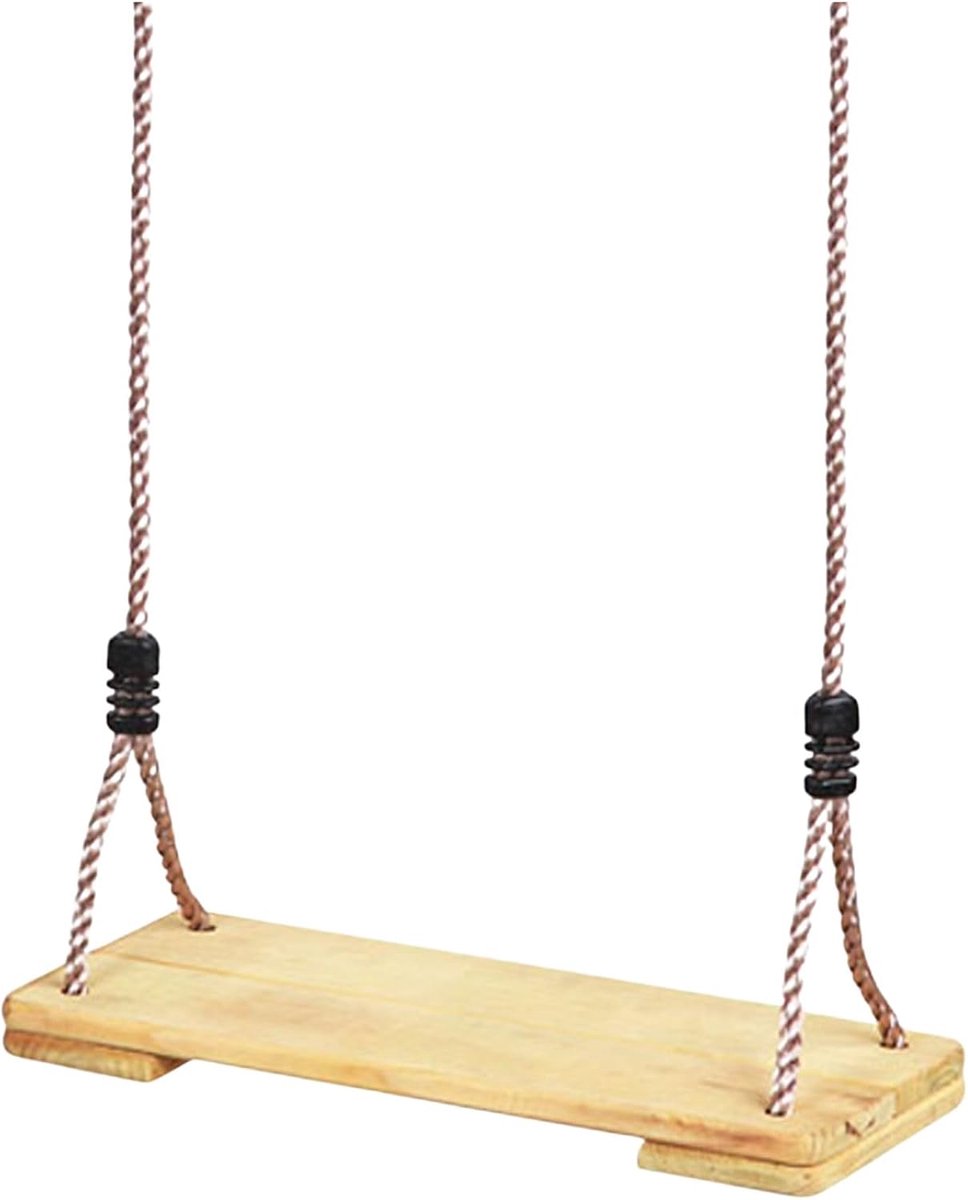 Games Dennenhouten schommelstoel met verstelbaar zijdezacht polypropyleen touw.