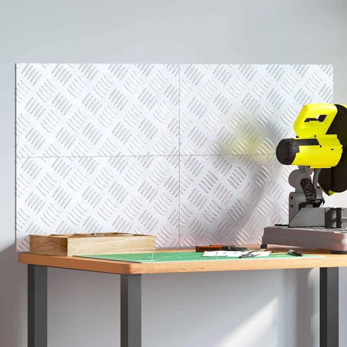 Trap Tread Rechthoekig 4 Stuks Zilver 50x25 cm Aluminium | Moderne checkerplate, antislip, duurzaam, binnen en buiten, eenvoudig schoon te maken