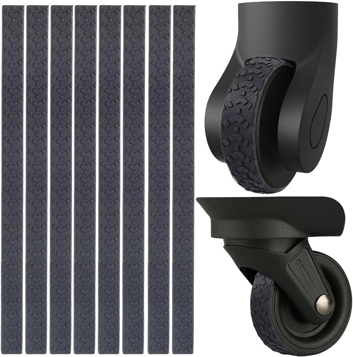 8 stuks zwarte bagagewielhoezen koffer wielen beschermer siliconen snijbare carry on spinner stille ruisonderdrukking schokhoes vervangingen voor reizen thuis kantoor stoel Caster