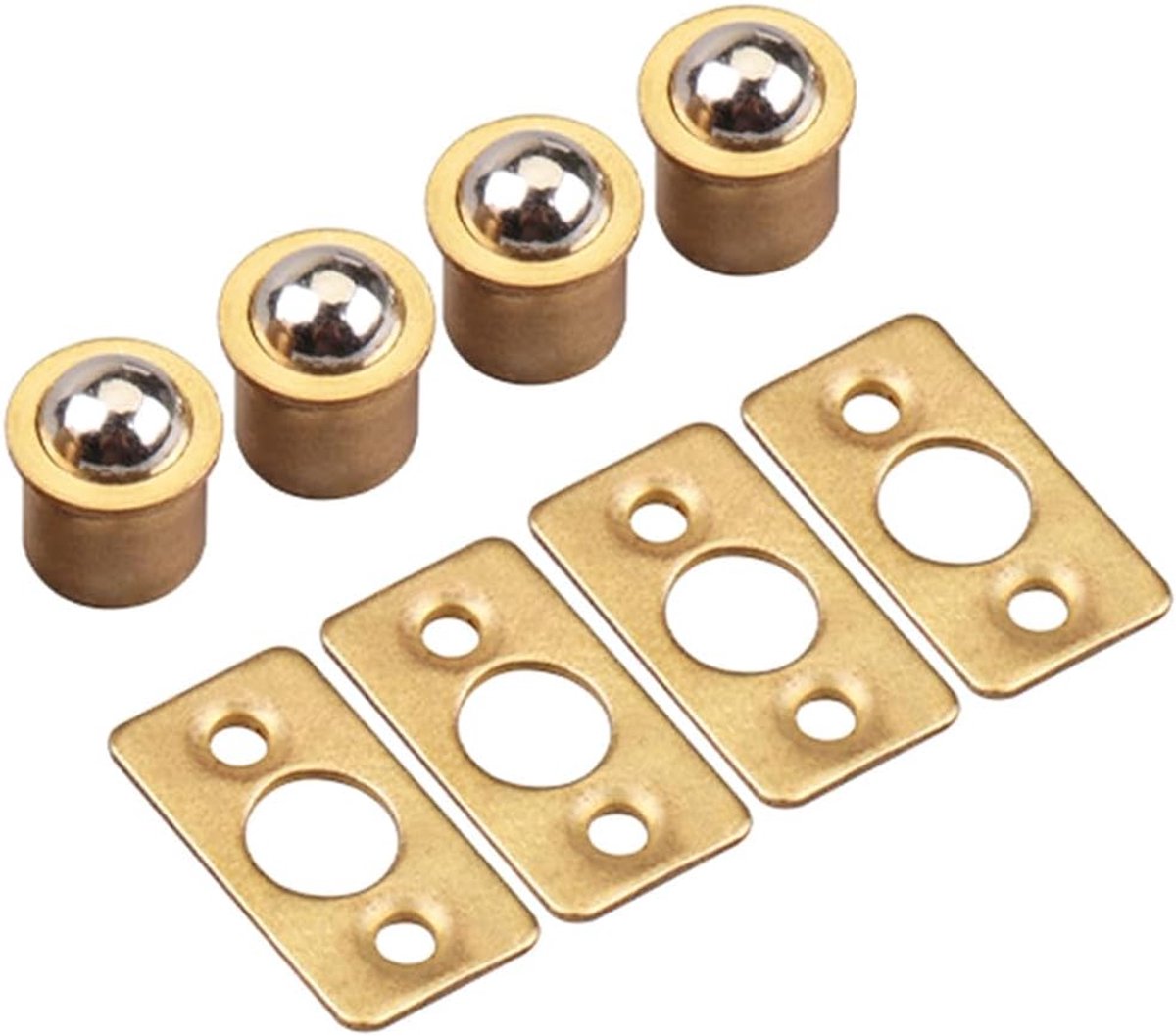 9.5mm Dia kast deur bal vangst, 4 stuks messing roller bal deur grendels interne deur vanger hardware met slagplaat