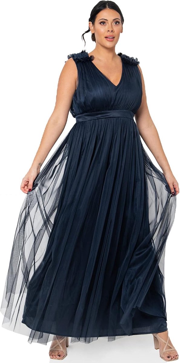 Deluxe Maya Deluxe Maxi jurk met ruches schouder detail dames Bruidsmeisjesjurk