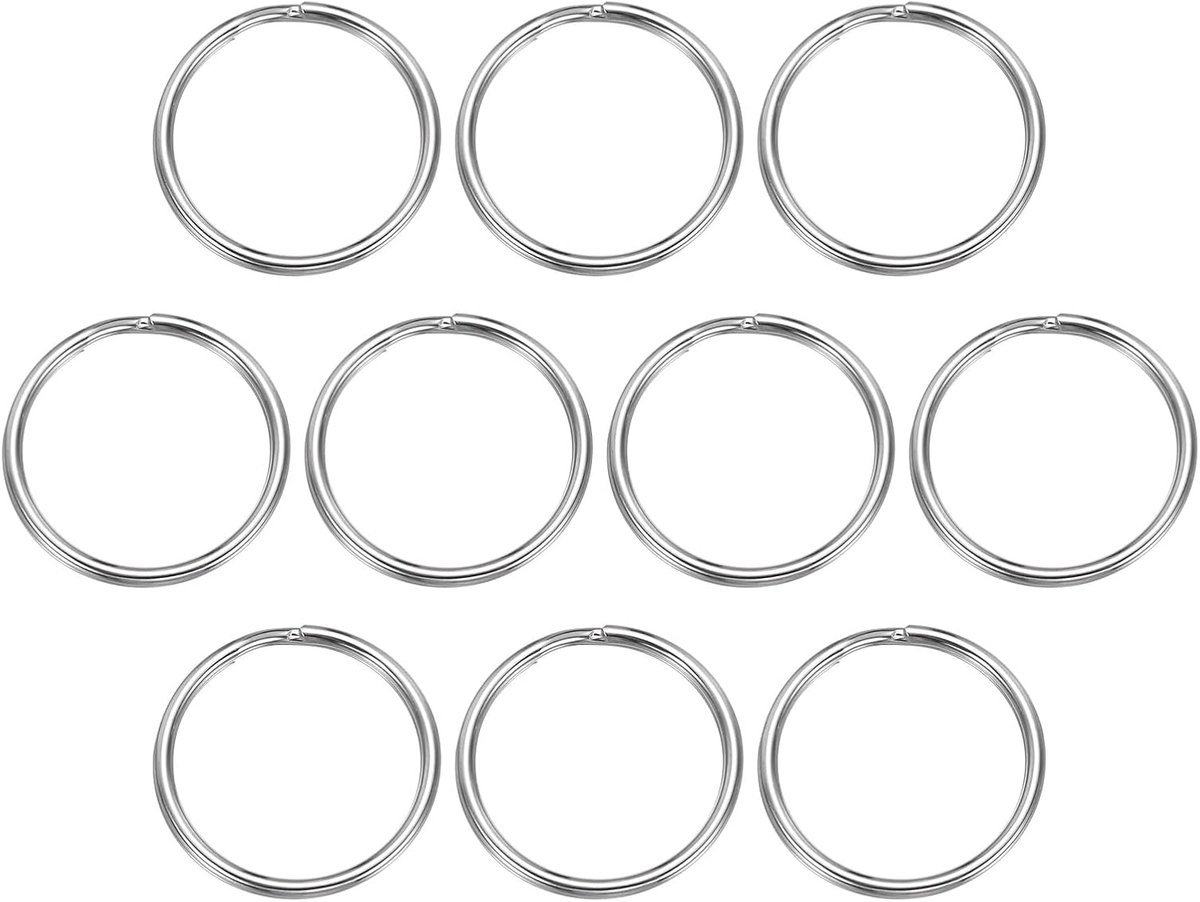 Open ringen met sleuf, 2 mm dikte 32 mm buitendiameter 304 roestvrij staal stevige gesp voor sleutelhangers autosleutelhanger, 10 stuks