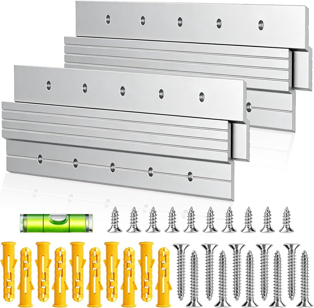 2 paar Franse wigvormige hangers, 30 cm, Z-klemmen om op te hangen, aluminiumlegering, fotohanger, tandhanger, zware belasting voor frame, spiegel, hoofdeinde, 36 kg draagvermogen