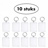 Knaak Foto Sleutelhanger - Acryl Sleutelhanger - Transparant - Zelf Foto Plaatsen - Dubbelzijdig - Sleutelhanger - 10 Stuks