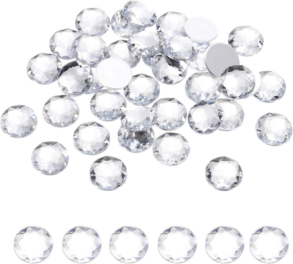 50 stuks acryl strass kristallen met platte achterkant 20 mm witte strass-steentjes voor handwerk, kleding, schoenen, decoratie, doe-het-zelf, geschenken